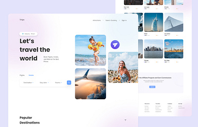 Hotel Booking website landing page ui design 2024 2025 clean flight booking hotel booking minimal responsive design template trendy design ui ux web design