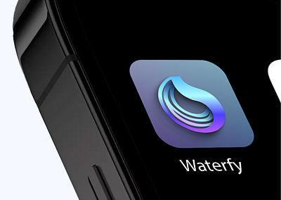 Waterfy - Mobile App Icon 3d app icon app logo branding daily ui dashboard design dribbble futuristic app logo futuristic logo graphic design icon illustration logo mobile mobile app icon mobile app logo ui ux web design