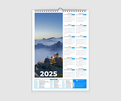 Wall Calendar 2025 - 12 Months Calendar in One Page - 2025 2025 2025 calendar calendar calendar 2025 calendar design calendars calender graphic design logo one page one page calendar vector wall calendar wall calendar design