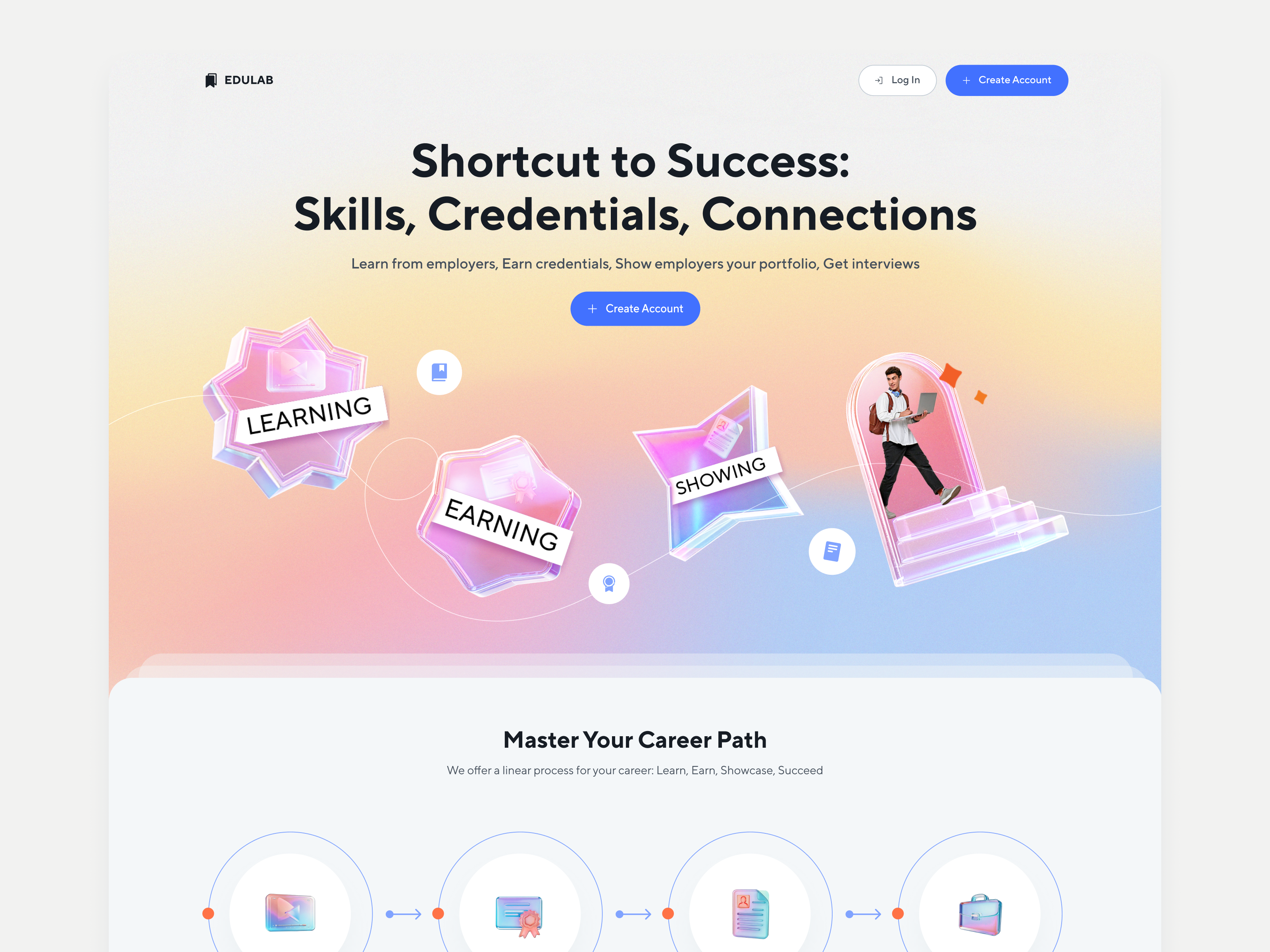 Education Landing page 3d education hero banner landing page ui