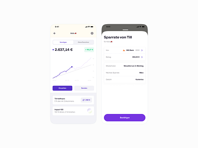 Investing for couples | Details & Transaction app design ui ux