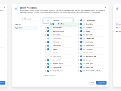 Designing Column Preferences column preferences customization table settings ui ux