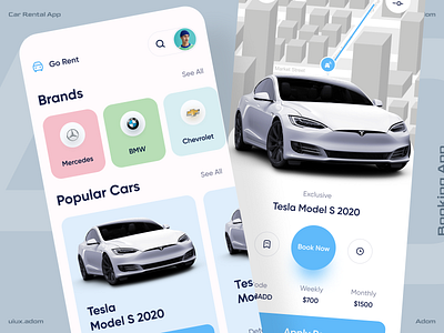 Car Rental App adom app app design app ui car booking app car rent car rental app rent car ui ux