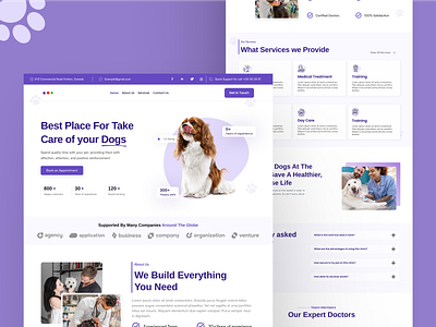 Pets Day Care Center Home Page animalswebiste branding daycare figma illustration landingpage petcare petcareswebsite ui uiux website