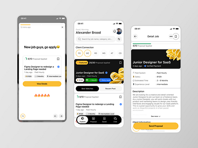 FlexiWork - Freelance Marketplace Mobile App [Home Page] app application clean clean design client design detail freelance freelance app home job mobile story ui ui design work