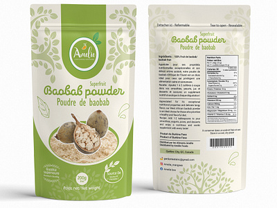 Baobab-powder Pouch Packaging Design bag design baobab pouch branding creative food pouch fruit bag design fruit pouch graphic design illustration label design minimalist design packaging packaging design packaging expert pouch design pouch packaging product packaging simple design