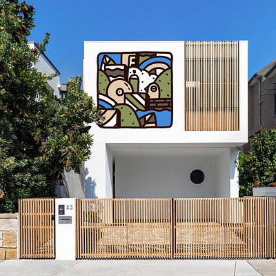 Digital mural painting #3 architect architecture doodle geometric house mural mural painting