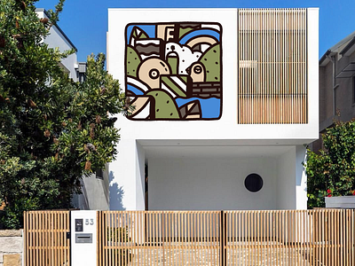 Digital mural painting #3 architect architecture doodle geometric house mural mural painting