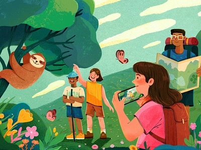 Capturing the Wild Moments animal boy character forest girl holiday illustration lady landscape man outdoor people travel trip uran