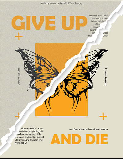 poster design with butterfly // give up and die branding graphic design ui