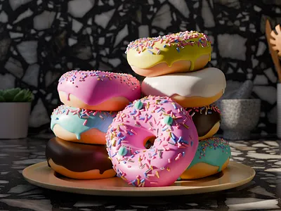 Stack of Donuts (YouTube Tutorial by Blender Guru) 3d 3d modeling animation blender donut food graphic design render
