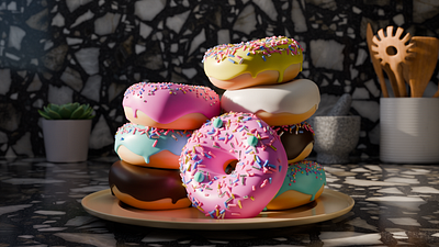 Stack of Donuts (YouTube Tutorial by Blender Guru) 3d 3d modeling animation blender donut food graphic design render