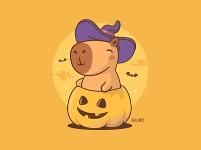 Cappy Halloween! capybara cartoon funny halloween illustration kawaii tshirt vector