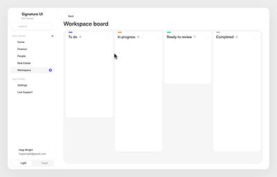 Kanban dashboard - Signature UI dashboard framer kanban minimal signature ui simple task management ui