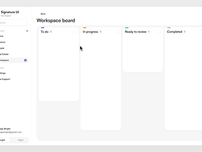 Kanban dashboard - Signature UI dashboard framer kanban minimal signature ui simple task management ui