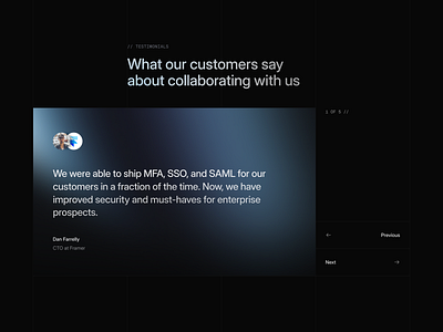 protocol3 / testimonials app dark darkmode design landingpage modern productdesign slider testimonials ui ui design ux web web3 website