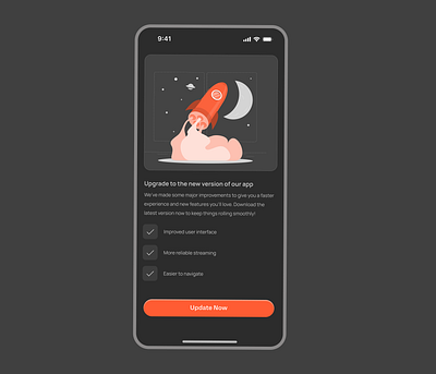 app Update screen app design branding dailyui design illustration mobile design product design ui uiux user experience ux