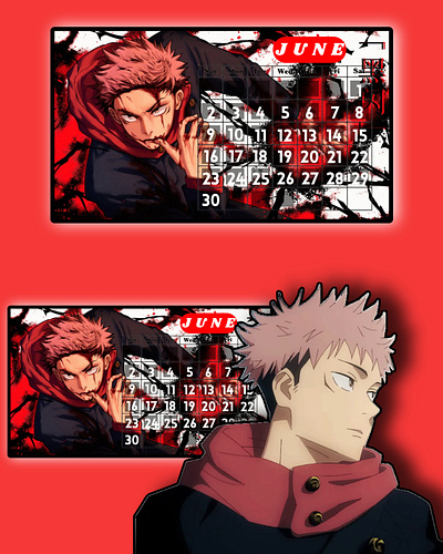 JUJUTSU KAISEN 2024 CALENDER 2024 3d animation branding celender gojo graphic design halloween jjk logo motion graphics nobar octuber printable ui yuji