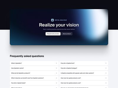 Spatial / CTA + FAQ app ar calltoaction cta design faq modern sections shadows ui ui design ux vr web3