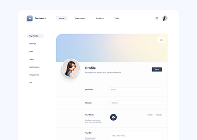Technotch - User Profile Page brand identity branding daily ui dashboard dashboard profile design dribbble futuristic graphic design illustration logo minimalism profile ui user user profile page ux uxui web design web page