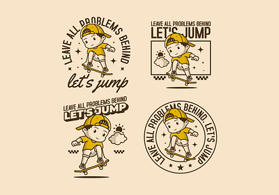 Let's jump. a boy skateboarder character adipra studio