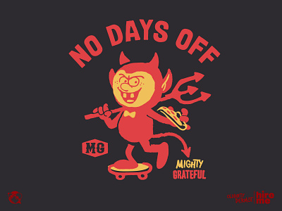 No days Off! character design devil graphics illustration pizza skateboarding t shirt design tee design vector vector design