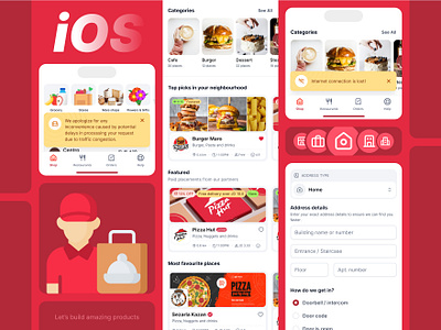 🍔 Food Delivery App - iOS address app cart checkout connection delivery design ios notifications shopping tabs traffic ui ux