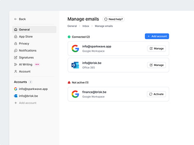 Managing Inboxes design product design ui