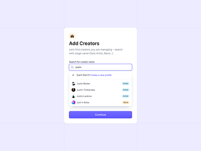 Add Creators - Dialogue Design app ui dialogue design pop up pop up design saas saas design ui ui design uiux design