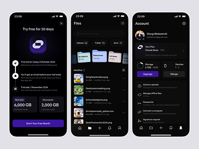 Cloudy app concept app app concept app design cloud dark mode figma mobile mobile design mobile uiux ui app uiux