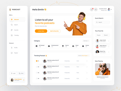 Podcast Dashboard UI Design podcast podcast dashboard user dashboard