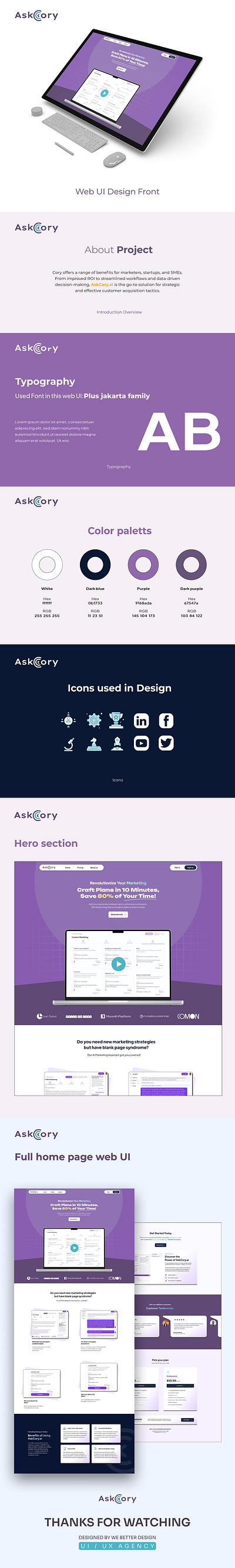 AskCory.ai | Landing Page UI Design branding landing page mockups ui uiux