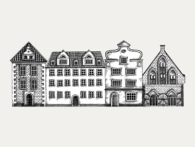 European city architecture sketch architecture building christmas europe hand drawn sketch vector vintage