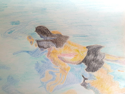 swimming illustration painting pencils