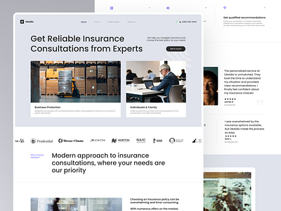 Modern Insurance Consultation Landing Page ai branding clean clean layout corporate website insurance landing layout modern site slick ui web white