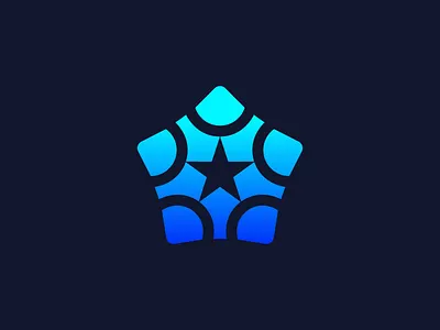 Pentagon Star Logo/symbol for sale blue branding design designer gradient graphic design identity logo logo designer logo maker logos mark minimal pentagon ready design ready logo sign solutions star symbol