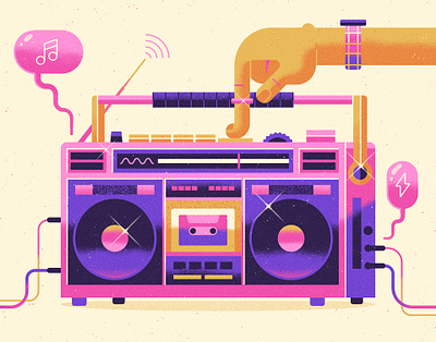 Pump Up the Jamz 1980s 80s boombox graphic design hiphop illustrstion retro vector vector art