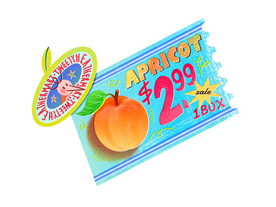 Tweety Heather Mart Sale Coupon, Apricot apricot art artwork coupon design discount fruit illust illustration ipad mall market peachtober24 peachtober24apricot photoshop riso sale tweetyheather vintage