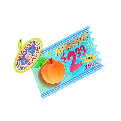 Tweety Heather Mart Sale Coupon, Apricot apricot art artwork coupon design discount fruit illust illustration ipad mall market peachtober24 peachtober24apricot photoshop riso sale tweetyheather vintage