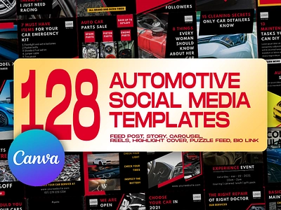 128 Automotive Social Media Templates auto services auto shop automotive canva template graphic design instagram feed instagram post instagram post template instagram stories template instagram template social media banner social media kit social media pack social media templates