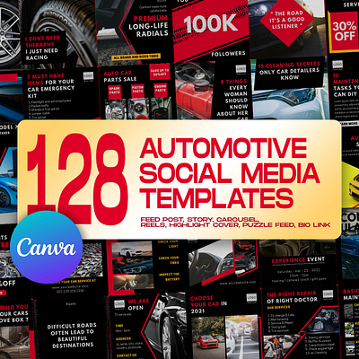 128 Automotive Social Media Templates auto services auto shop automotive canva template graphic design instagram feed instagram post instagram post template instagram stories template instagram template social media banner social media kit social media pack social media templates