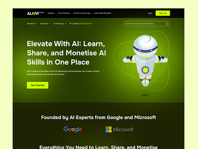 ALAIVI - The AI Home UI UX Design ai earning website ai enthusiast community ai home ai learning and earning ai learning website ai service website app ui ux edtech website ui ux design user interface user interface design website landing page