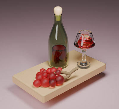 3D Glass and bottle 3d