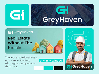 GreyHaven Real Estate Logo Design GH Letter brand brand identity branding design gh letter illustration logo logo design logo identity logos logotype property real estate business real estate logo