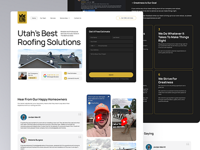 Landing Page Design for Roofing Services clean landing professional services simple