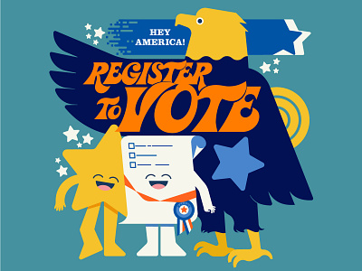 Register to Vote! ballot character character design eagle eagle character eagle illustration election register to vote stars usa vector vote voter rights voting