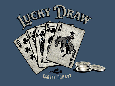 Lucky Draw bronco cards cowboy full house gambling graphic design illustration poker rodeo tee shirt western