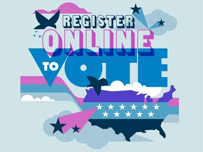 Register Online to Vote USA! america clouds eagle election illustration lettering politics register to vote stars stars and stripes usa usa politics vote voter rights