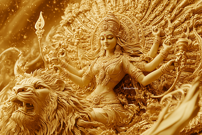 Goddess Durga 3d animation branding graphic design logo ui