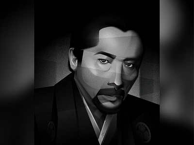 Hiroyuki Sanada Shogun vector portrait actor adobe illustrator art black and white calm digital drawing face graphic design illustration japan noir portrait samurai shogun vector vector portrait warrior